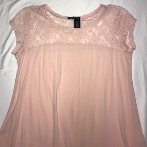 DKNY Jeans Pink Lace Flare Top